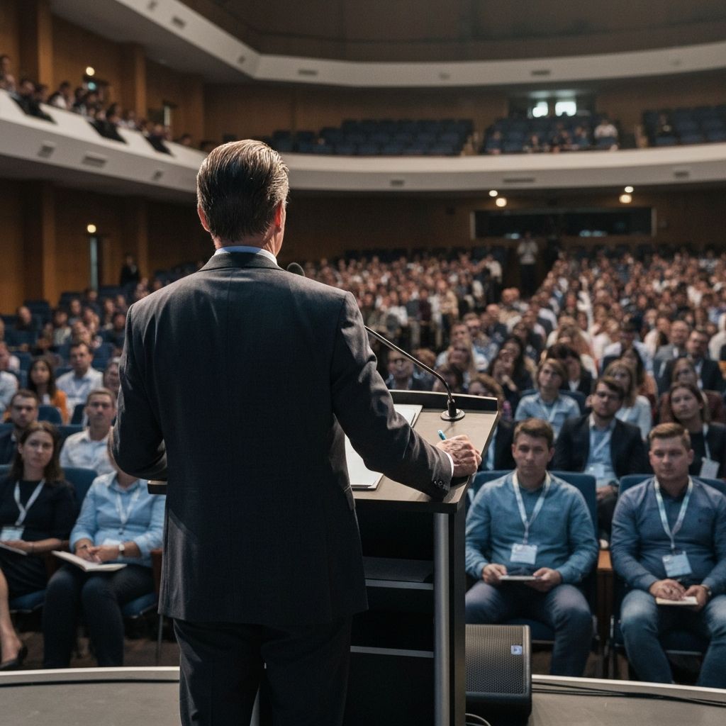 Speaker addressing conference audience